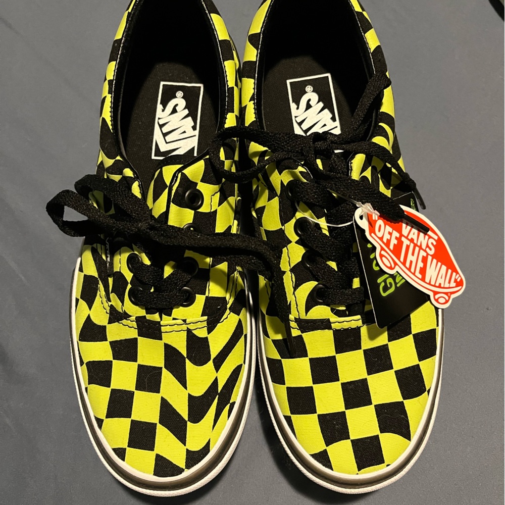 New Vans Era Stacked Warp Checkerboard Glow in the Dark Green Black Platforms